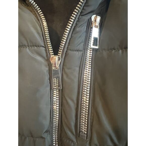 Quilted Coat Parka Moss Green with Faux Fur Trim Detachable Hood--Womens M - Picture 3 of 14